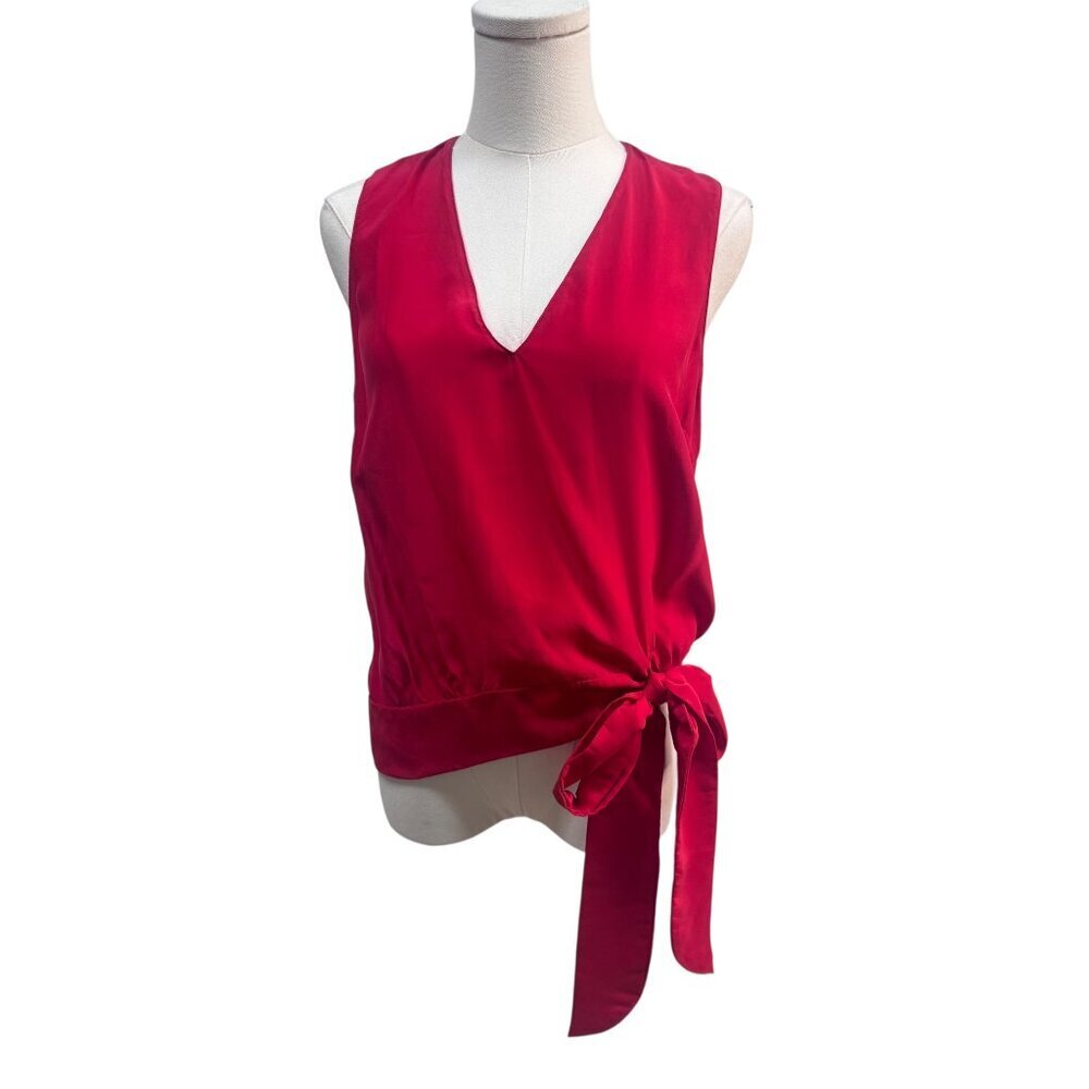 Euc Amanda Uprichard 100% Silk Sleeveless Blouse Red, Size Small